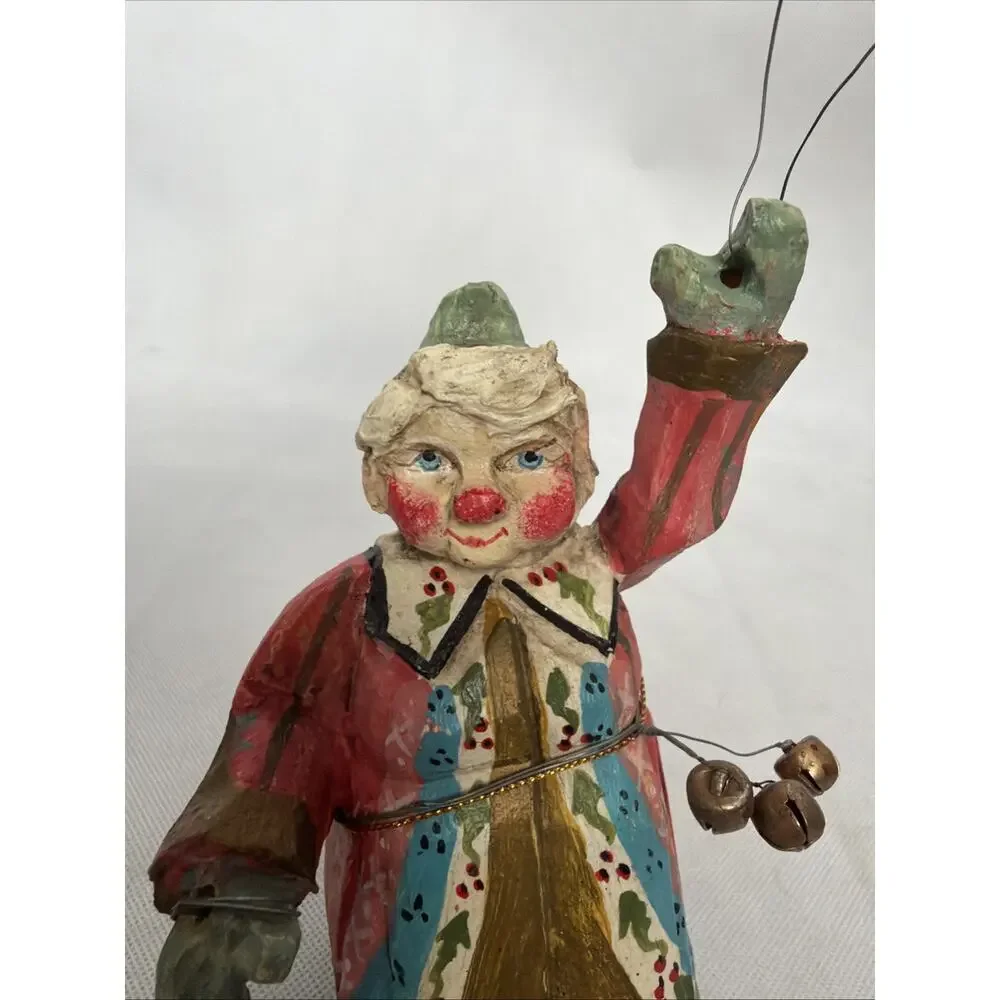 House Of Hatten Pixie Elf Grandma Bells Moon Ornament Folk Art Vintage 1991